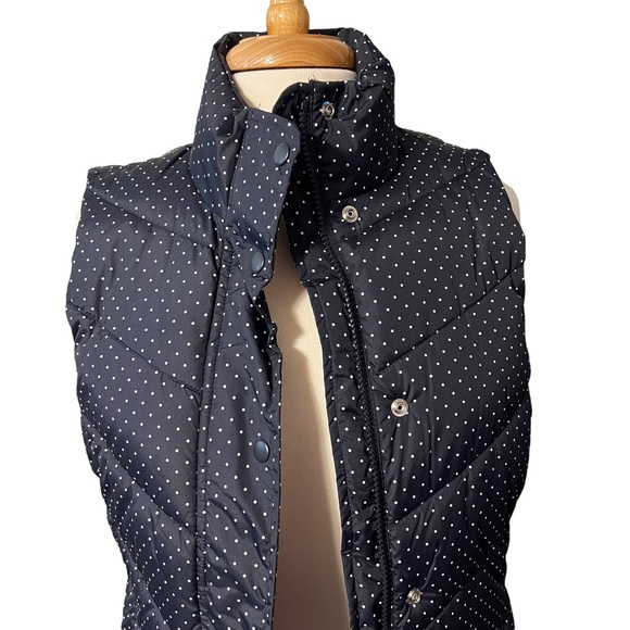 Gap Navy and white polka dot puffer vest small - Picture 2 of 4
